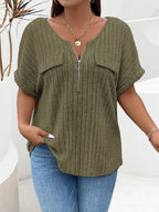 T-shirt pull amples manches courtes fermeture éclair - Chic&Shines