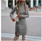 Robe courte automne tricotée col roulé manches longues - Chic&Shines