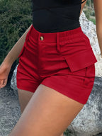 Short oxford taille haute à boutons et poches - Chic&Shines