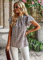 Chemisier à manches courtes à volants à imprimé floral - Chic&Shines