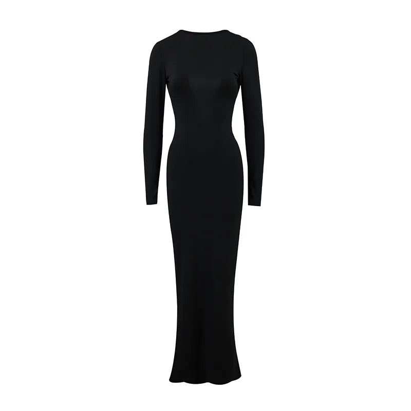 Robe longue dos nu à manches longues - Chic&Shines