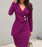 Robe Courte À Revers Élégante Manches Longues - Chic&Shines