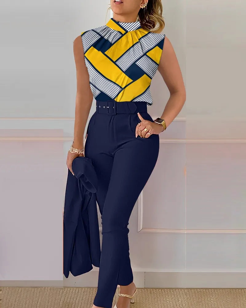 Ensemble Haut Sans Manches Imprimé et Pantalon - Chic&Shines