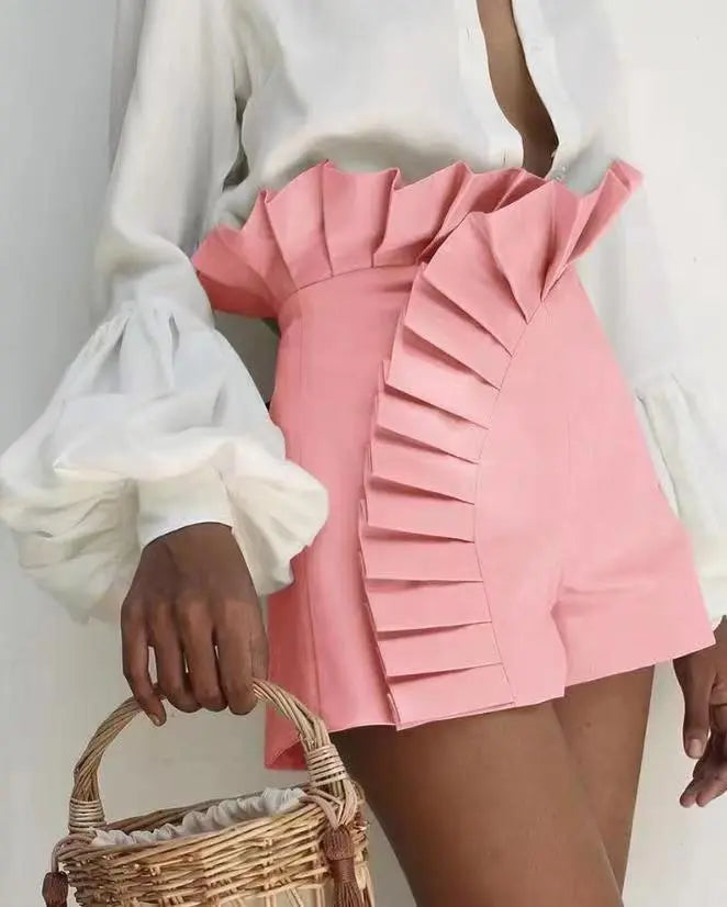 Short taille haute en dentelle plissée - Chic&Shines