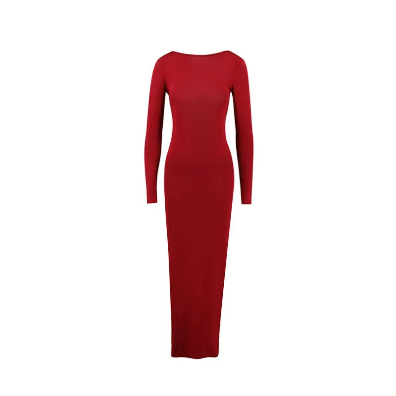 Robe longue dos nu à manches longues - Chic&Shines