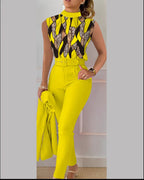 Ensemble Haut Sans Manches Imprimé et Pantalon - Chic&Shines