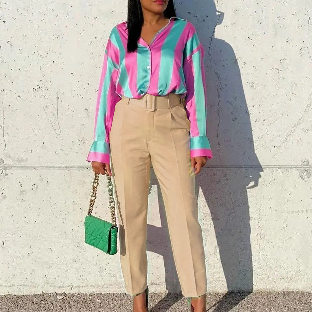Elégant Pantalon Taille Haute Ceinturé - Chic&Shines