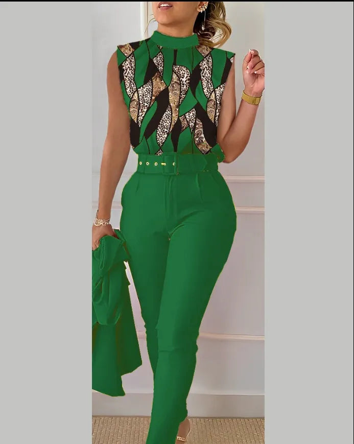 Ensemble Haut Sans Manches Imprimé et Pantalon - Chic&Shines