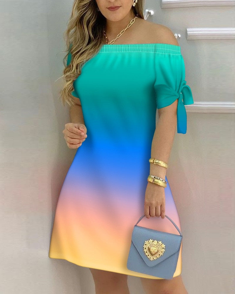 Robe courte bustier manche court à motif - Chic&Shines