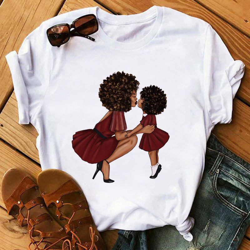 T-shirt col rond manche court imprimé graphique - Chic&Shines