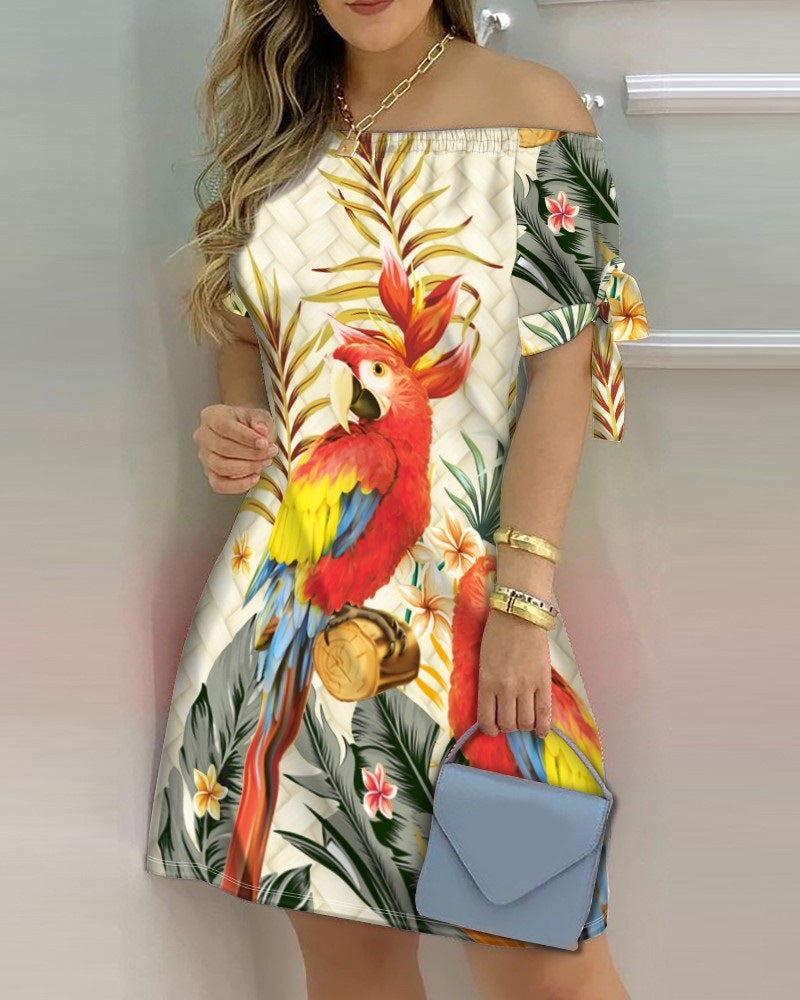 Robe courte bustier manche court à motif - Chic&Shines