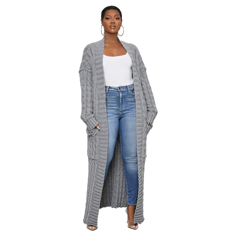 Long manteau cardigan tricoté manches longues spécial automne hiver - Chic&Shines