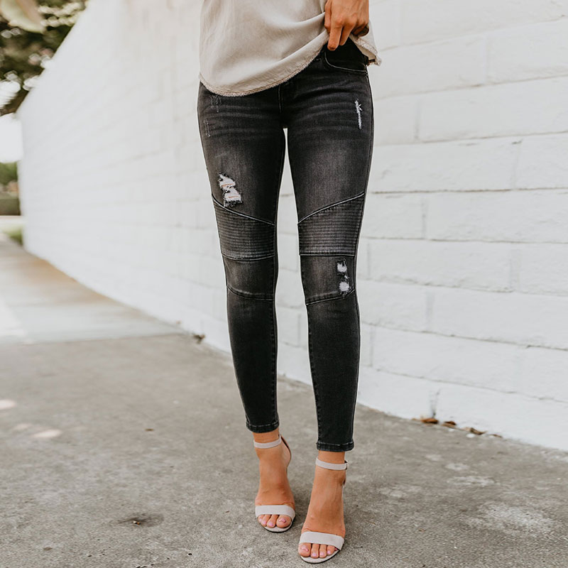 Jeans skinny déchirées à plis - Chic&Shines