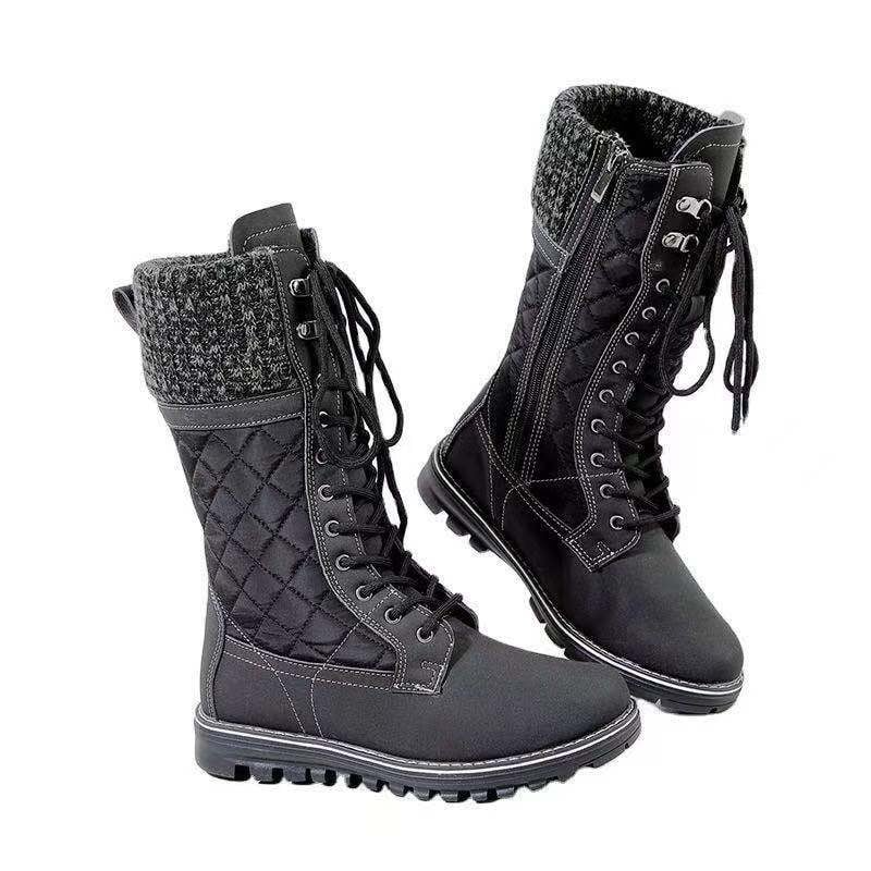Bottes montante zippées à lacets couleur unie - Chic&Shines