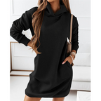Robe court d'hiver à capuche manches longues couleur unie - Chic&Shines