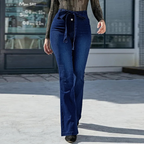 Jeans taille haute pantalon évasé ceinture - Chic&Shines