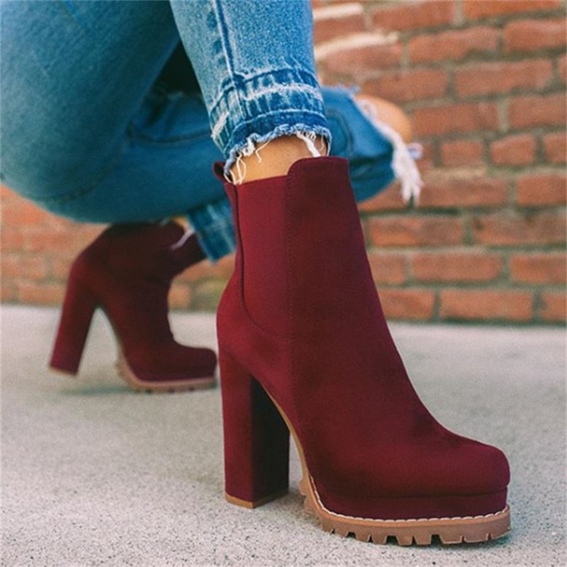 Botte daim talons haut bloc - Chic&Shines
