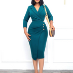 Elégante robe mi longue moulante col v - Chic&Shines