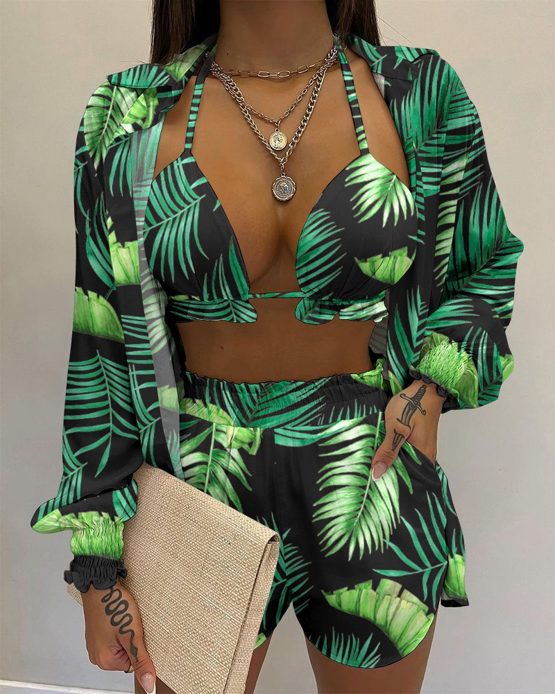 Maillot de bain trois pièces cardigan haut et short - Chic&Shines