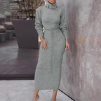 Ensemble haut col roulé et sa jupe longue assortie en tricot - Chic&Shines