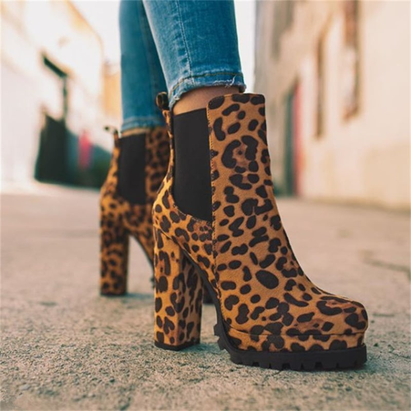Suede block heel boots