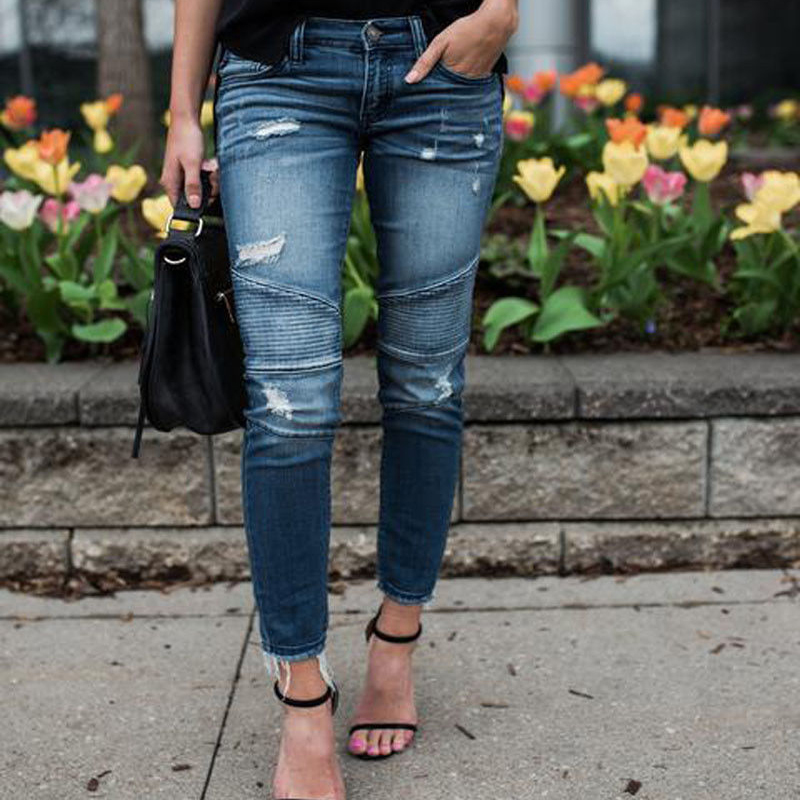 Jeans skinny déchirées à plis - Chic&Shines