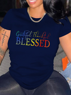 T-shirt manche court texte coloré - Chic&Shines