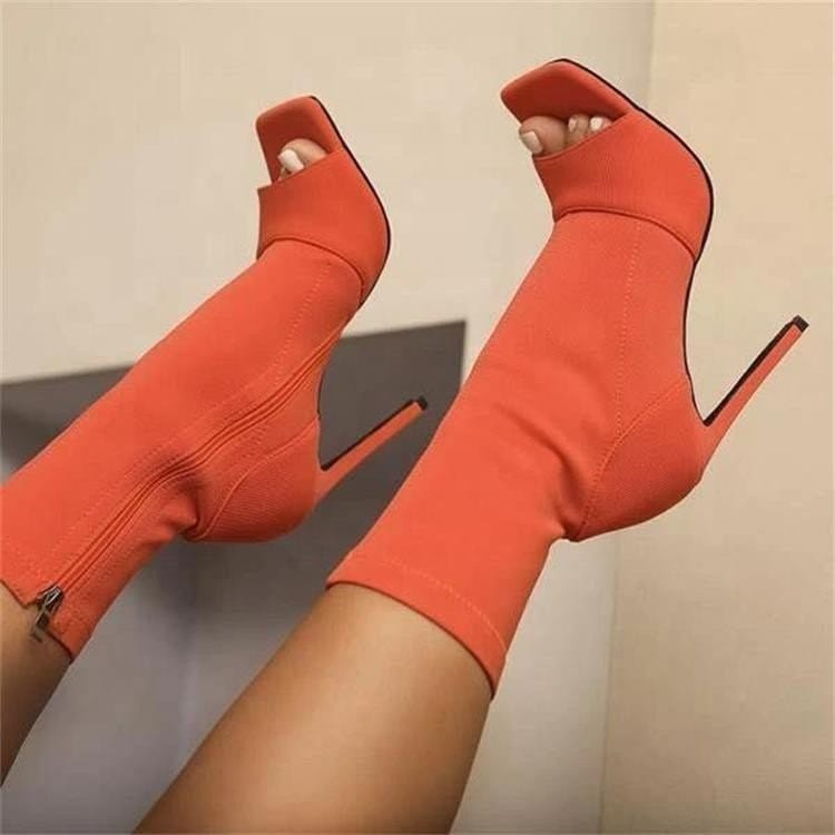 Bottes Peep-Toe talon stiletto fermeture éclair - Chic&Shines