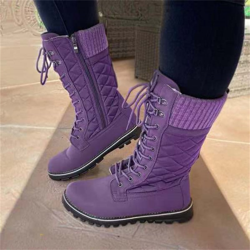 Bottes montante zippées à lacets couleur unie - Chic&Shines