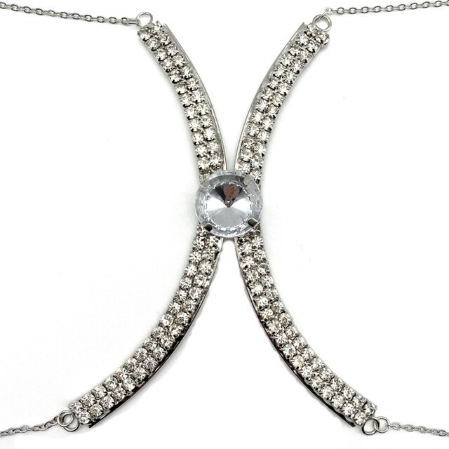 Chaîne de corps plein cœur en strass et diamant