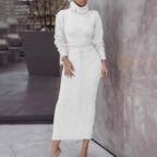 Ensemble haut col roulé et sa jupe longue assortie en tricot - Chic&Shines