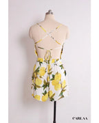 Combi-Short Bretelles Motifs Citron