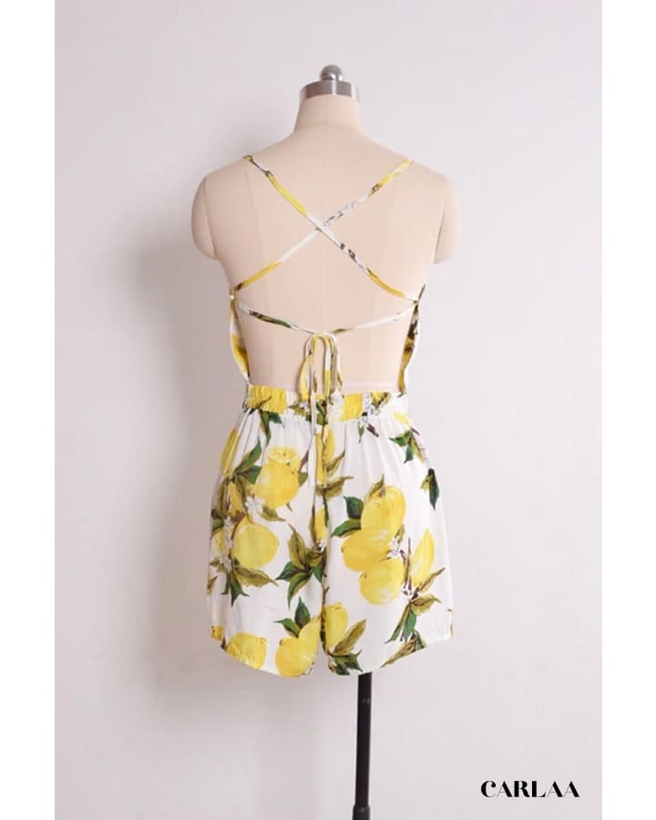 Combi-Short Bretelles Motifs Citron