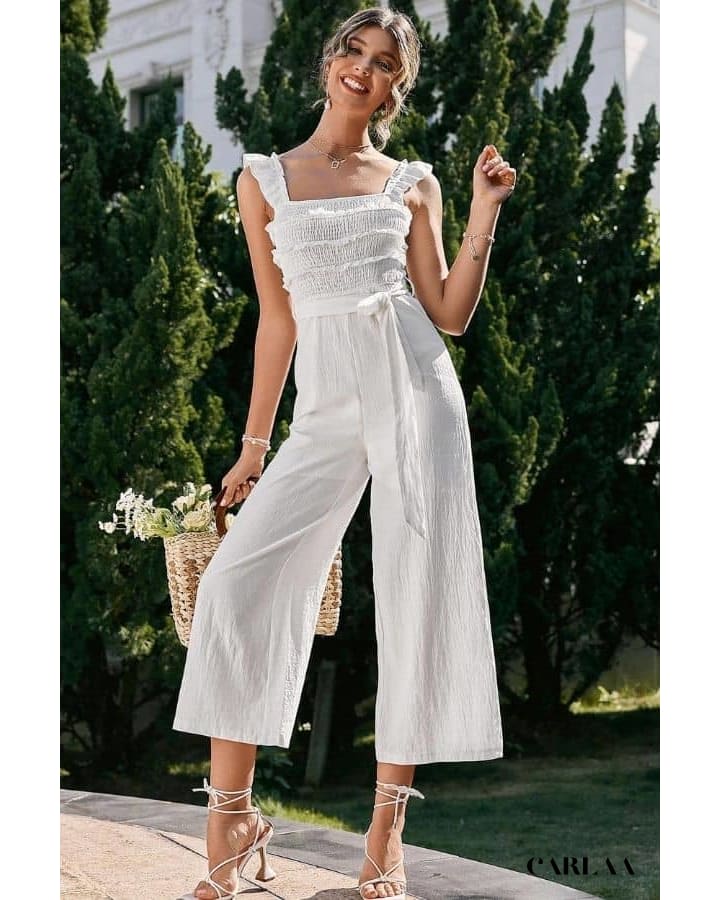 Combinaison Femme Blanche à Bretelle - 1