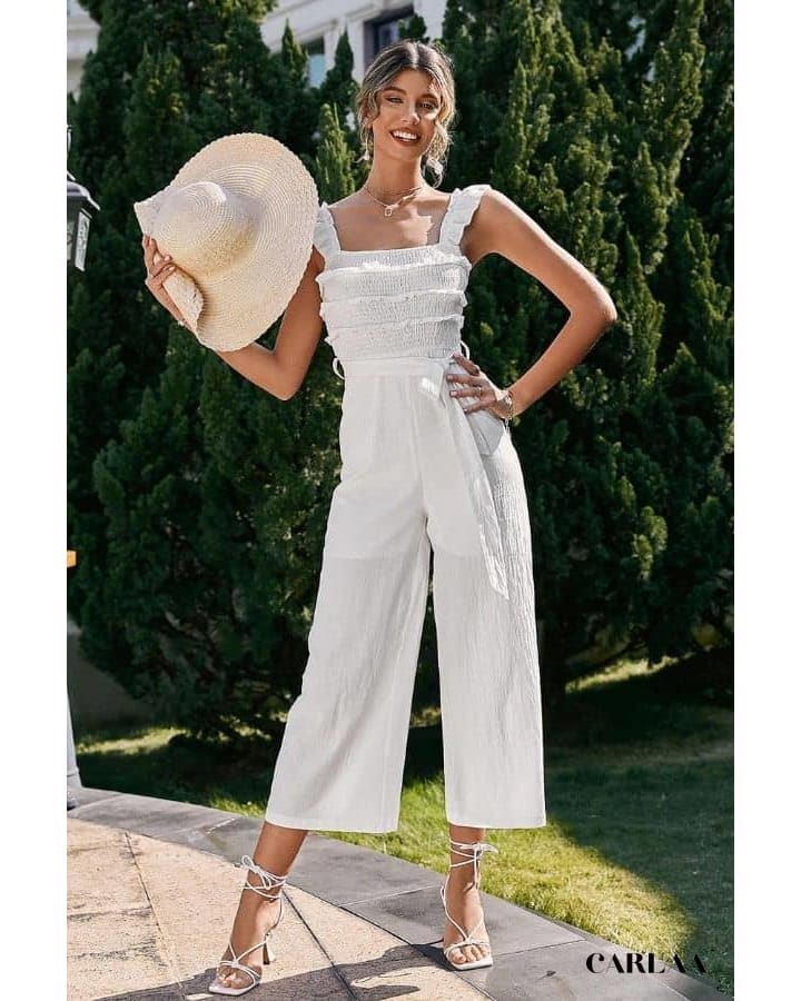 Combinaison Femme Blanche à Bretelle