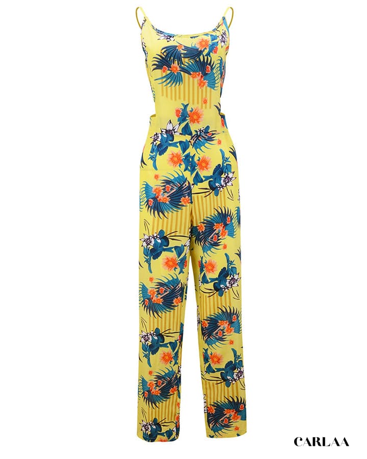 Women's Yellow Floral Jumpsuit