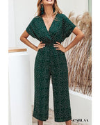 Women's Green Polka Dot Print Jumpsuit