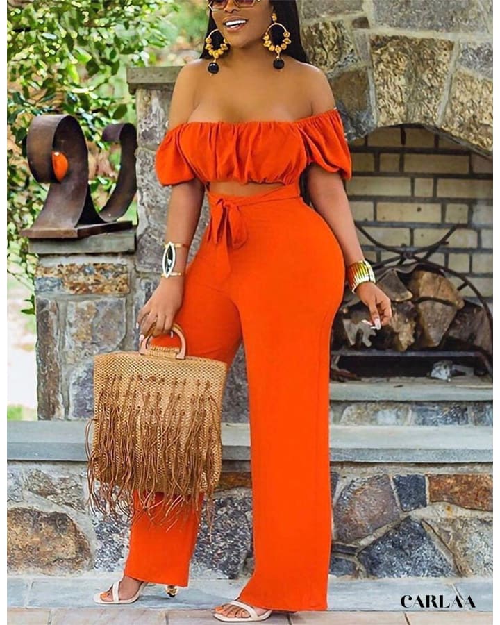 Chic Women's Jumpsuit Plunge Ruffle
