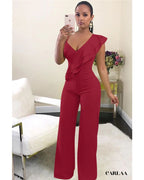 Combinaison Pantalon Femme Habillée rouge chic