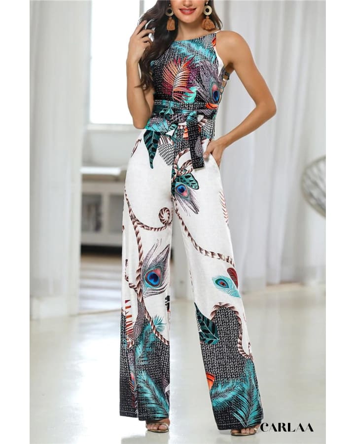 Combinaison Pantalon Femme Imprimé Paon