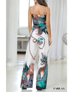 Women's Peacock Print Jumpsuit
