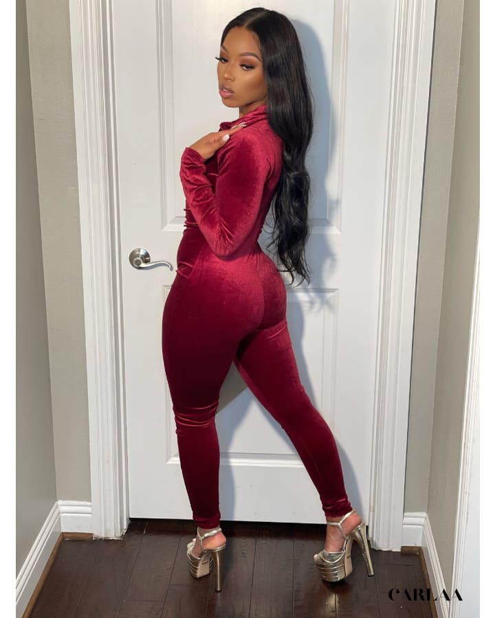Women's Velvet Jumpsuit