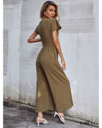 Women's Green Sexy Plunge Jumpsuit