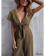 Women's Green Sexy Plunge Jumpsuit