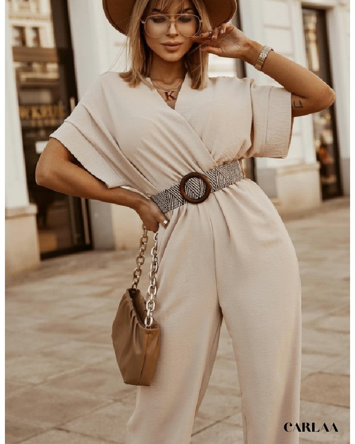 Chic women's beige jumpsuit
