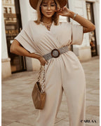 Chic women's beige jumpsuit
