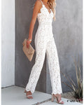 Chic white women's jumpsuit