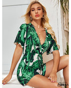 Combishort à Fleur Verte