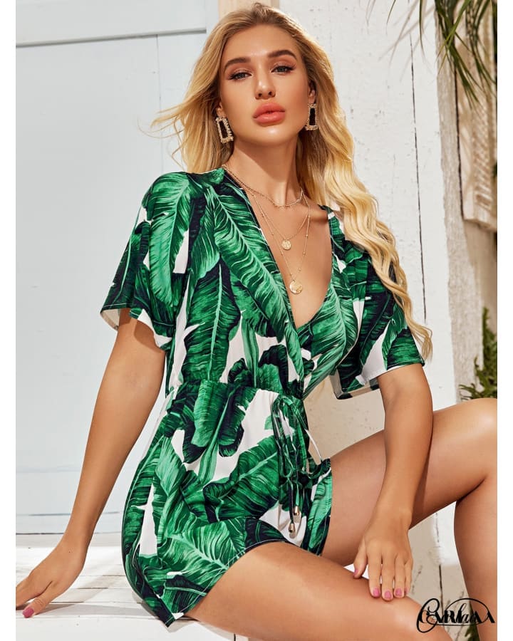 Combishort à Fleur Verte