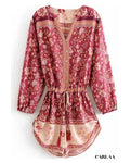 Combishort Bohème Femme Fleurie - 4